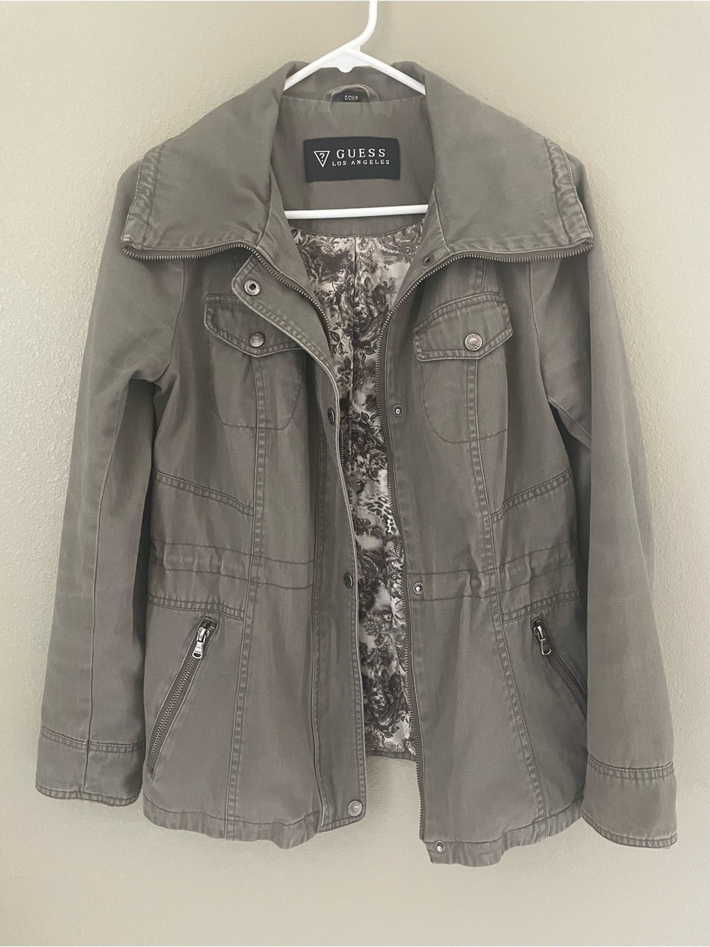 GUESS Women's Olive Khaki Green Cotton Utility Jacket Size S